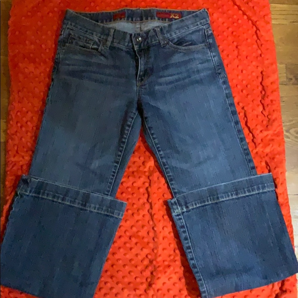 Full leg, dark wash, blue, solid